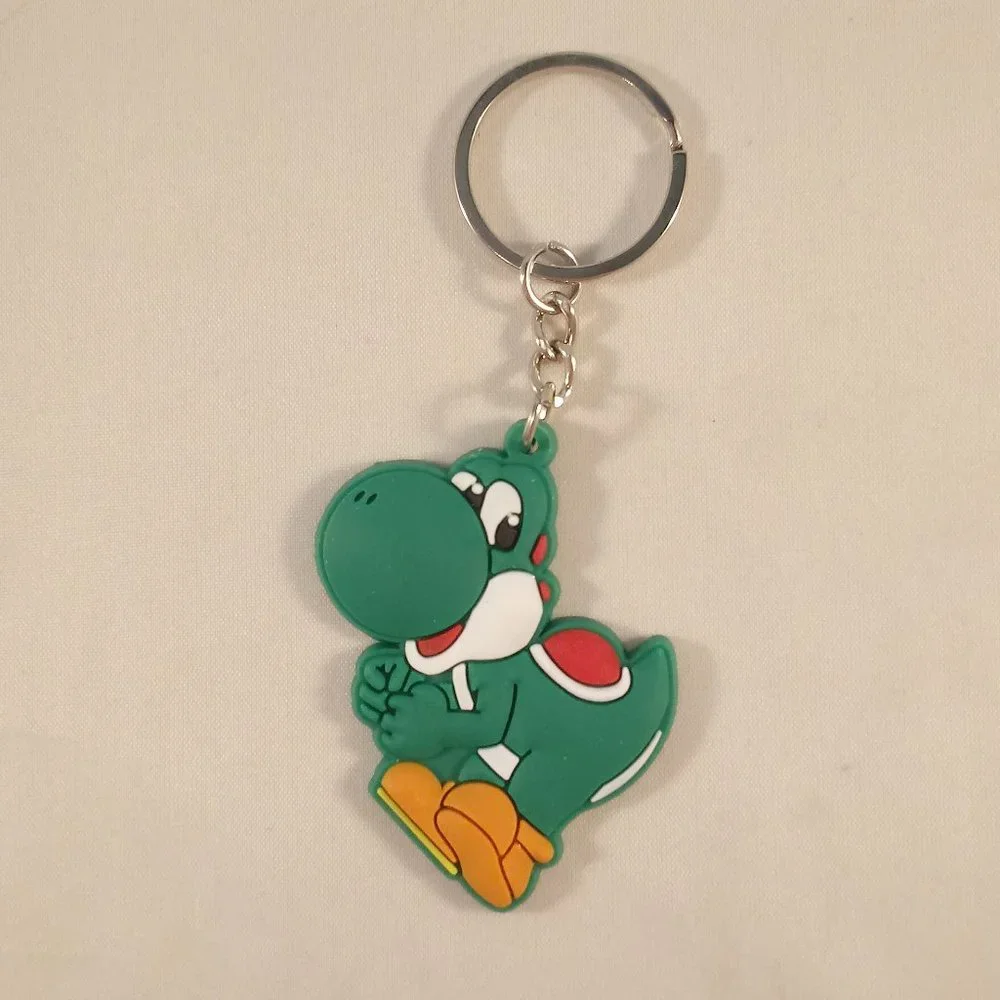 Men's Silver Mario Brothers Wario Yoshi Characters Keychain Key Ring Lot of 2